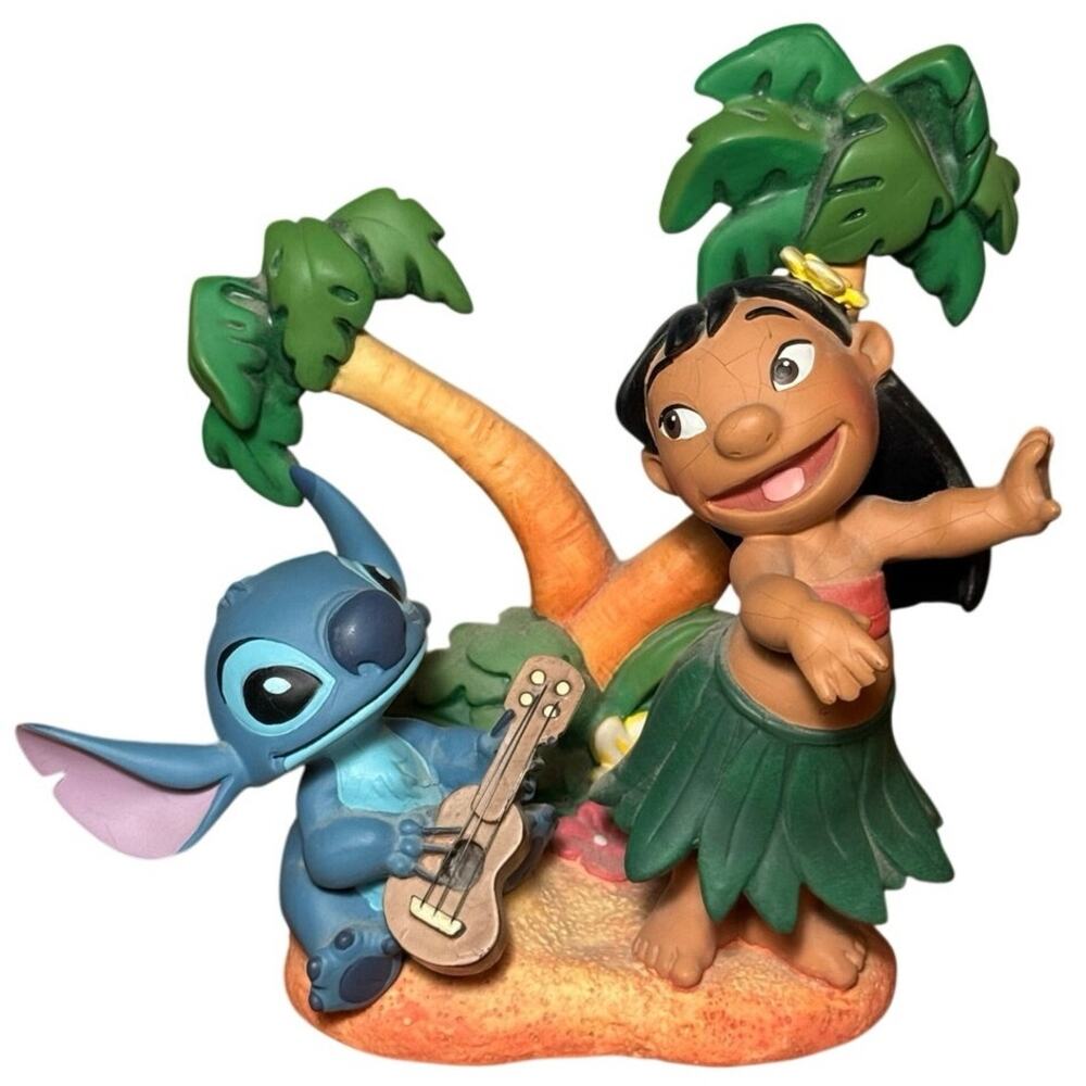 Vintage Disney Store Lilo and Stitch Hula Figurine Bobblehead AS IS Crazing
